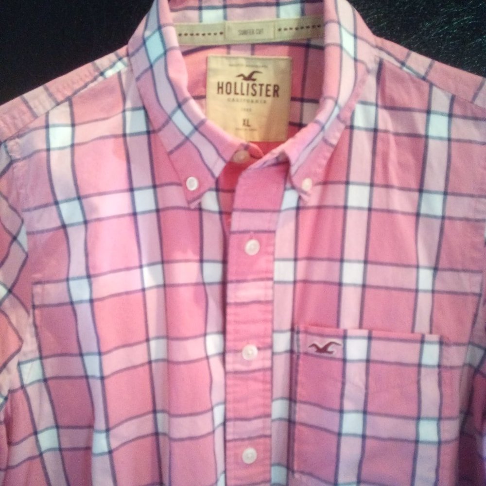 Hollister PINK plaid shirt XL
